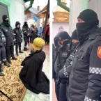 Архиепископ Петру упал на колени перед полицейскими, умоляя впустить его в храм 